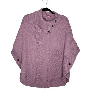 TALBOTS / lilac purple lambswool blend cable knit poncho sweater / M